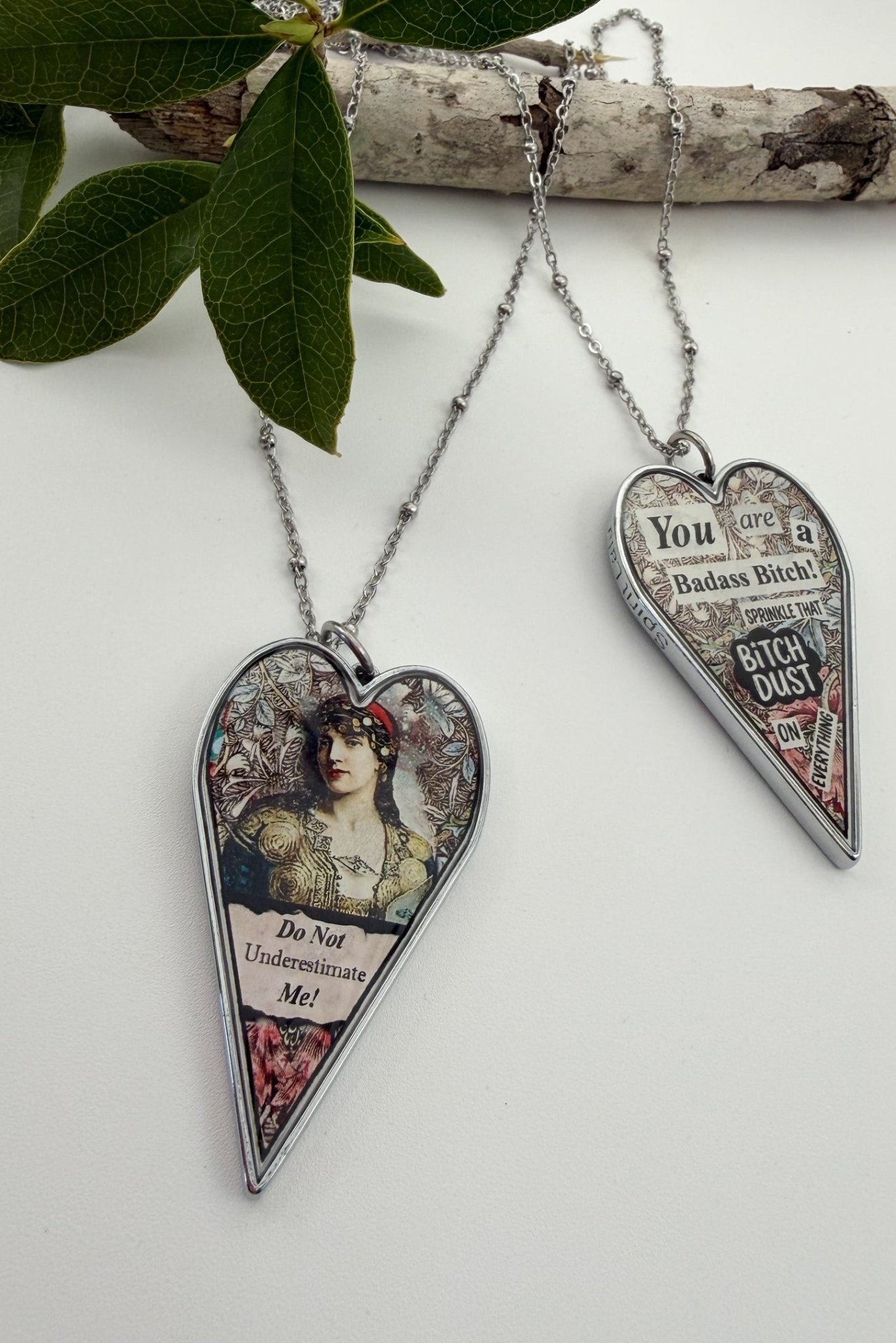 Spirit Lala: Large "Badass Bitch" Heart Pendant Necklace - ivyandlavyboutique Spirit Lala