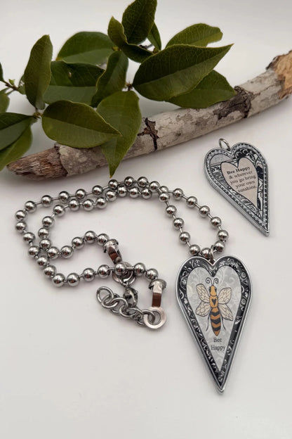Spirit Lala: Large Bee Heart Pendant Necklace - ivyandlavyboutique Spirit Lala