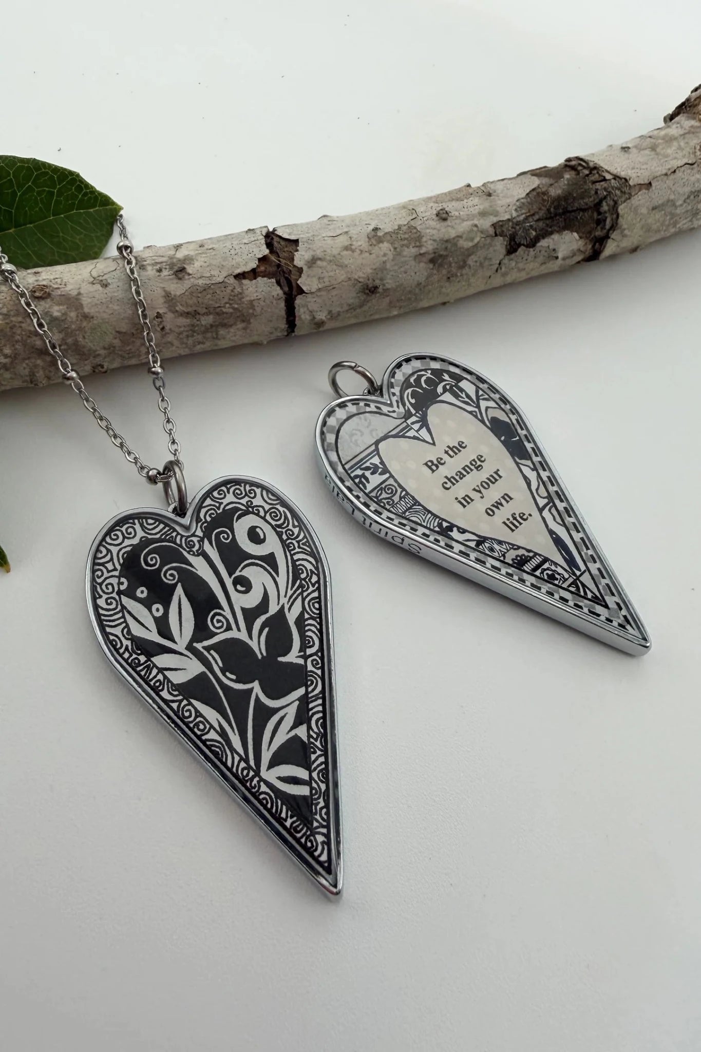 Spirit Lala: Large Black Flower Heart Pendant Necklace - ivyandlavyboutique Spirit Lala