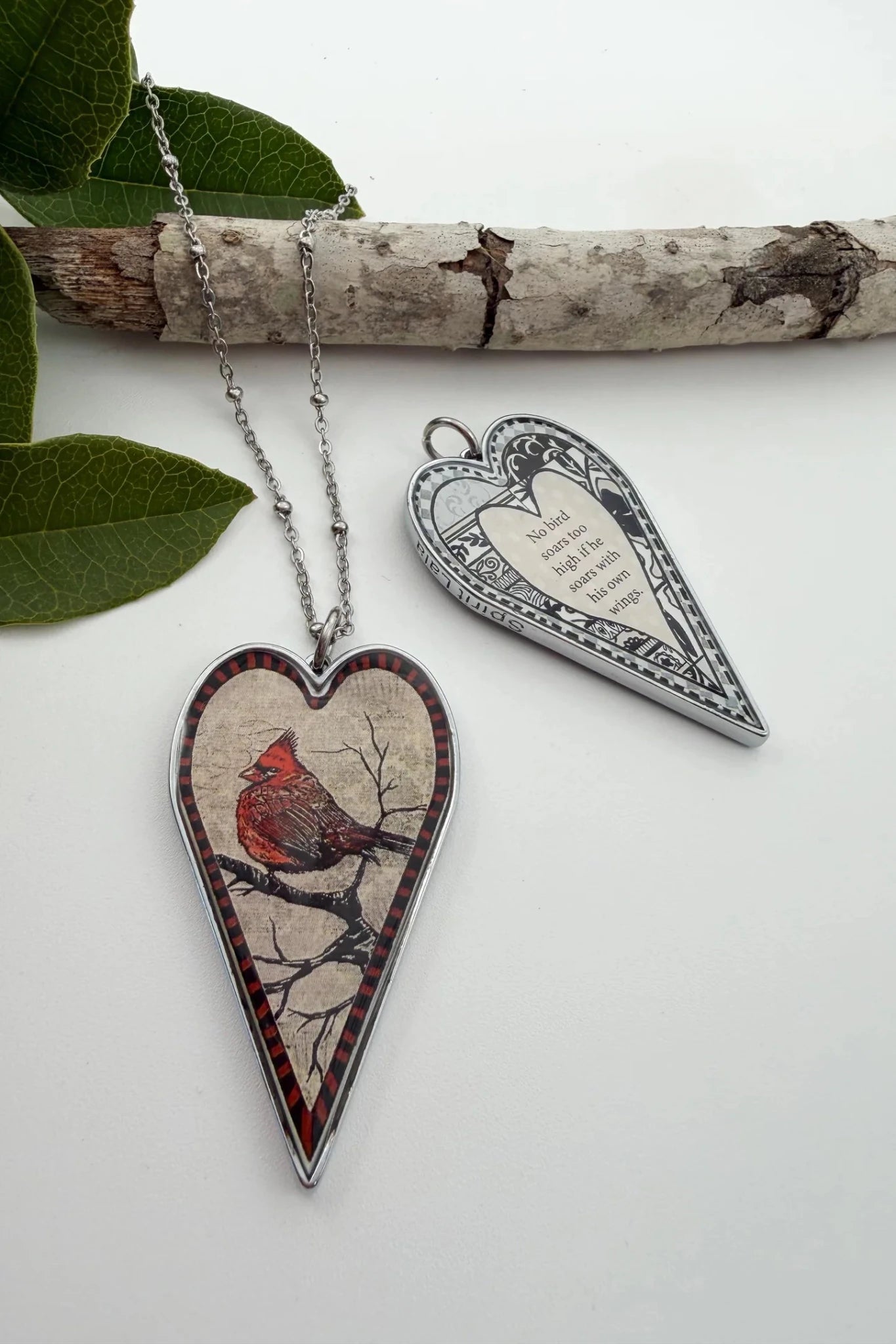 Spirit Lala: Large Cardinal Heart Pendant Necklace - ivyandlavyboutique Spirit Lala