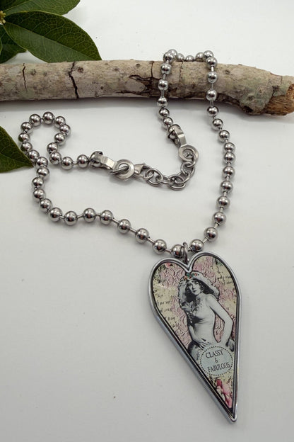 Spirit Lala: Large "Classy & Fabulous" Heart Pendant Necklace - ivyandlavyboutique Spirit Lala