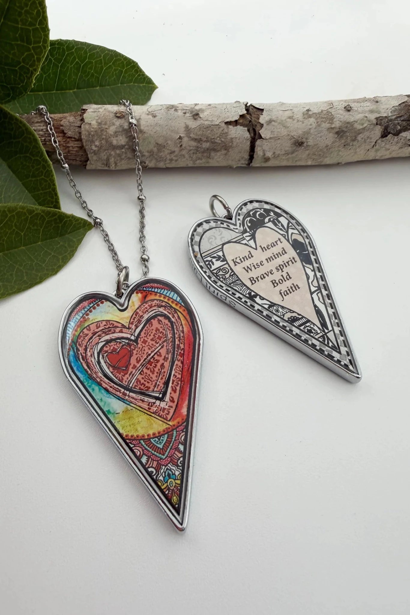 Spirit Lala: Large Colorful Abstract Heart Pendant Necklace - ivyandlavyboutique Spirit Lala