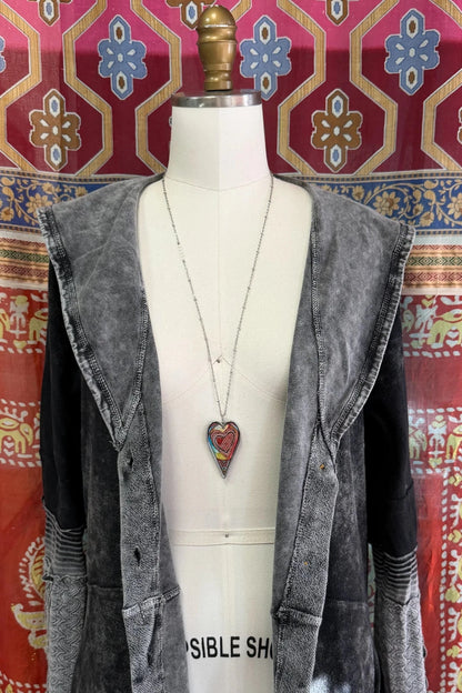 Spirit Lala: Large Colorful Abstract Heart Pendant Necklace - ivyandlavyboutique Spirit Lala