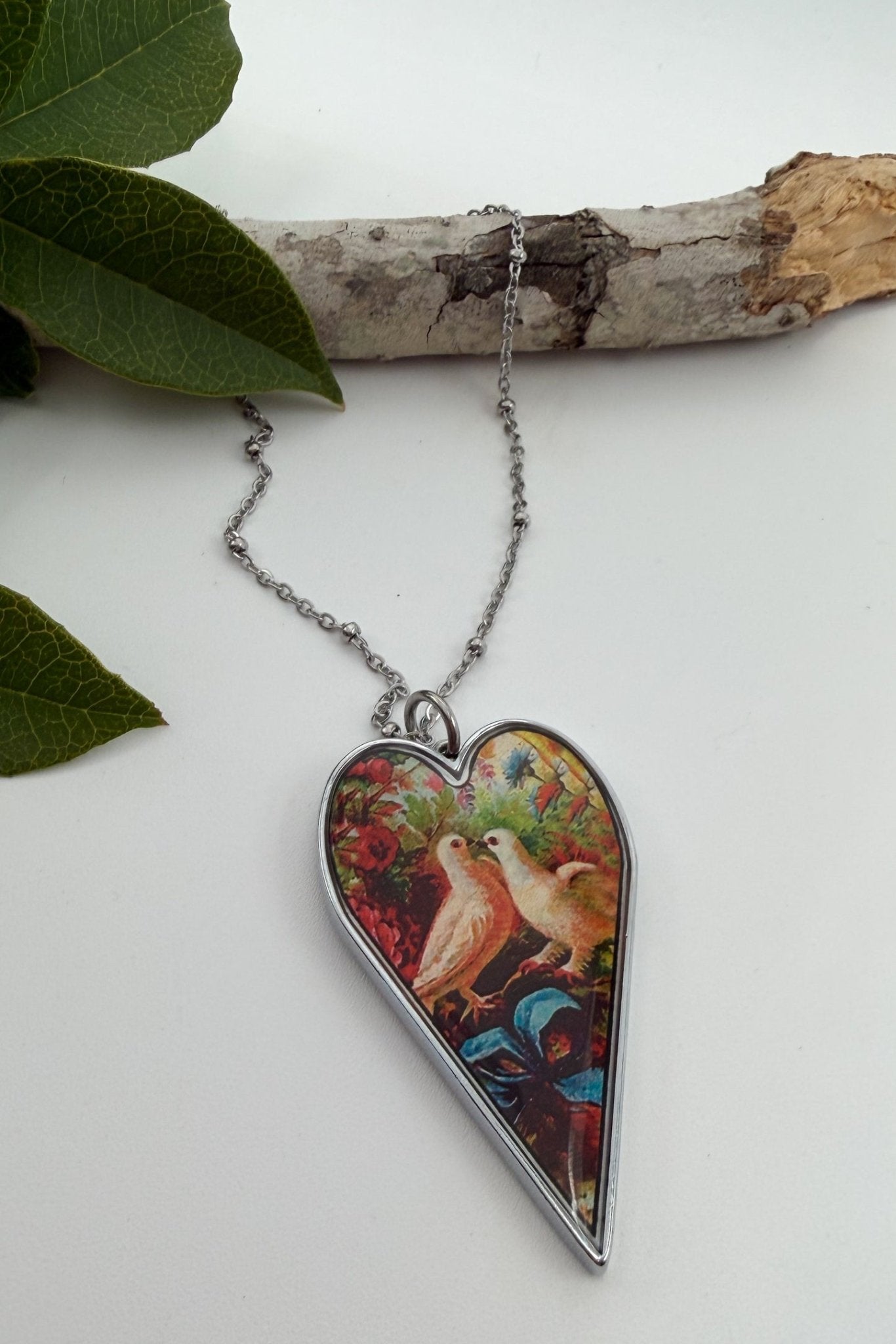 Spirit Lala: Large Dove Heart Pendant Necklace - ivyandlavyboutique Spirit Lala