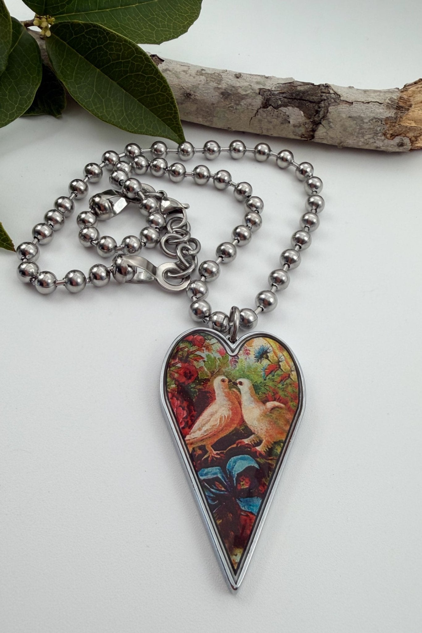 Spirit Lala: Large Dove Heart Pendant Necklace - ivyandlavyboutique Spirit Lala