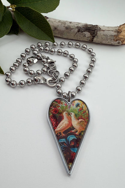 Spirit Lala: Large Dove Heart Pendant Necklace - ivyandlavyboutique Spirit Lala