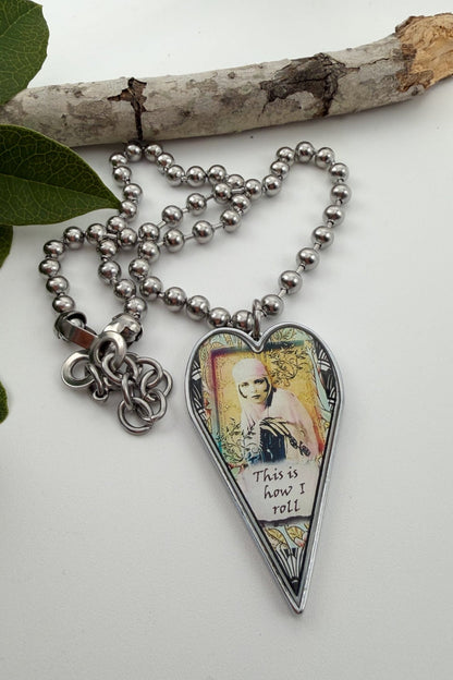 Spirit Lala: Large "How I Roll" Heart Pendant Necklace - ivyandlavyboutique Spirit Lala