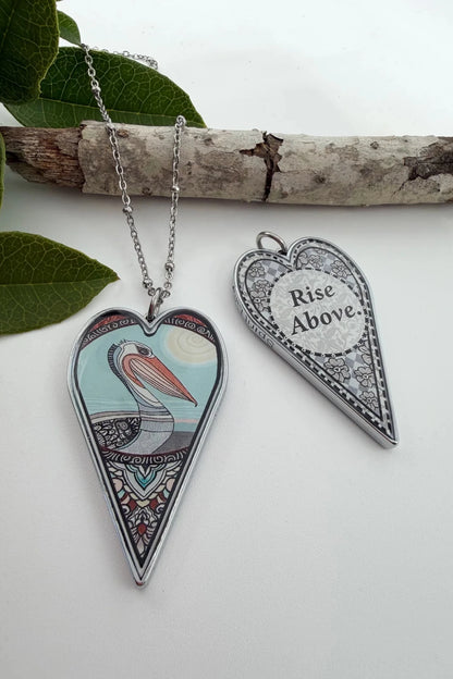 Spirit Lala: Large Pelican Heart Pendant Necklace - ivyandlavyboutique Spirit Lala
