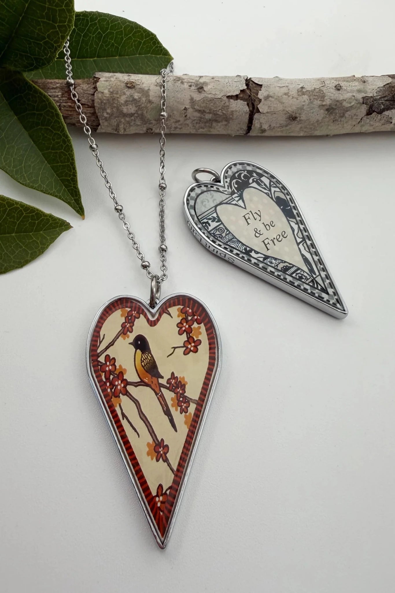 Spirit Lala: Large Robin Heart Pendant Necklace - ivyandlavyboutique Spirit Lala
