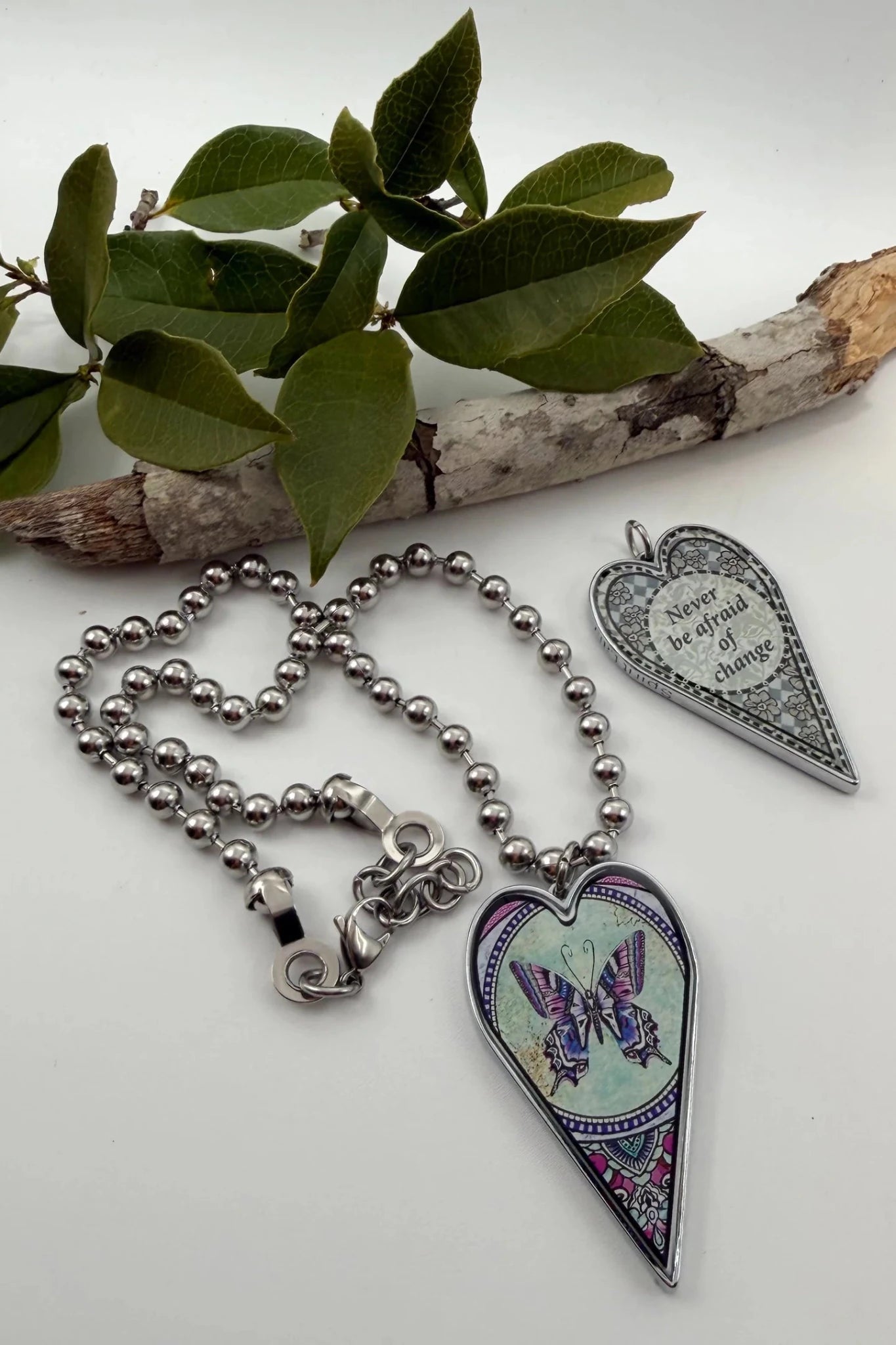 Spirit Lala: Large Vintage Butterfly Heart Pendant Necklace - ivyandlavyboutique Spirit Lala