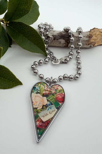 Spirit Lala: Large "With Love" Heart Pendant Necklace - ivyandlavyboutique Spirit Lala