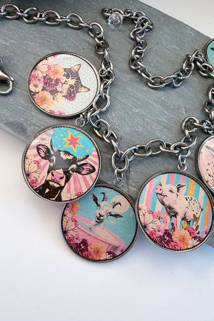 Spirit Lala: Pop Animal Art 7 Circle Necklace - ivyandlavyboutique Spirit Lala