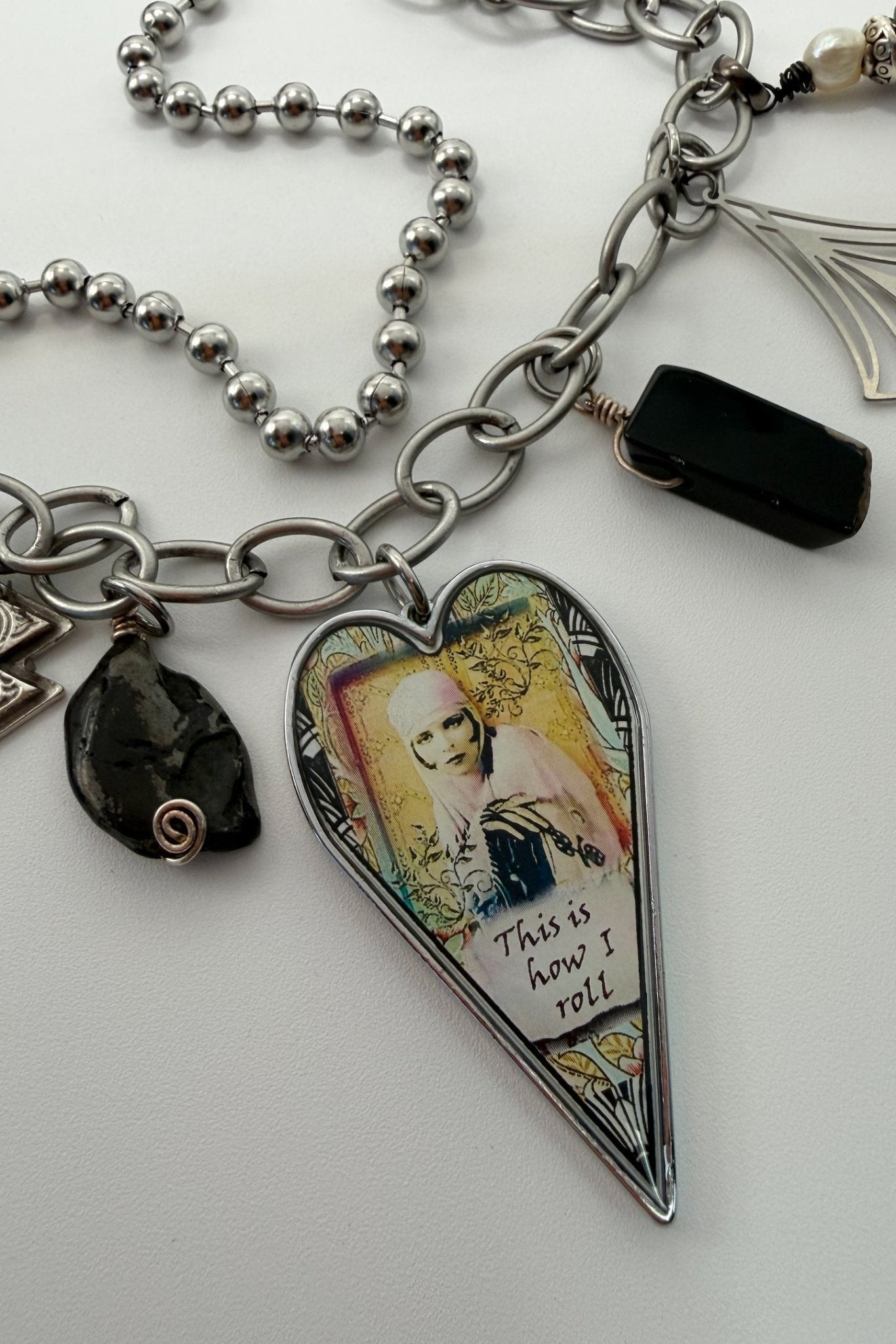 Spirit Lala: "Smart Sassy Brave" Large Heart Charm Necklace - ivyandlavyboutique Spirit Lala