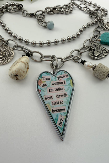 Spirit Lala: "The Woman I Am Today" Large Heart Charm Necklace - ivyandlavyboutique Spirit Lala