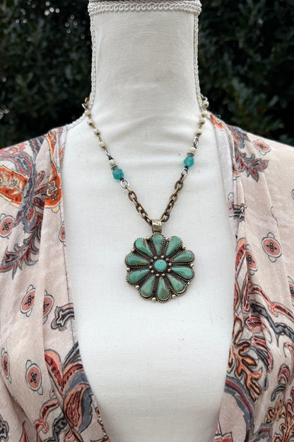 Squash Blossom Blue Statement Necklace - ivyandlavyboutique ivyandlavyboutique