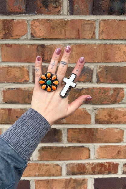 Squash Blossom in Orange Flower Ring - ivyandlavyboutique ivyandlavyboutique