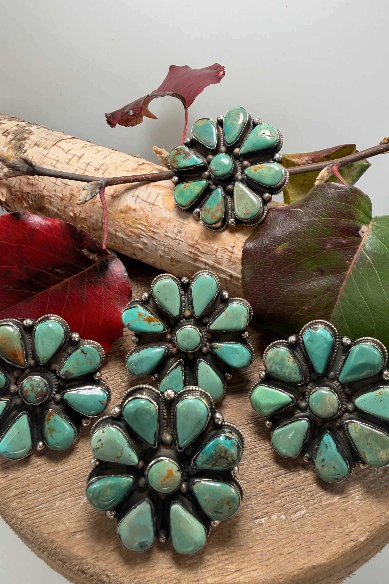 Squash Blossom Turquoise Flower Ring - ivyandlavyboutique ivyandlavyboutique