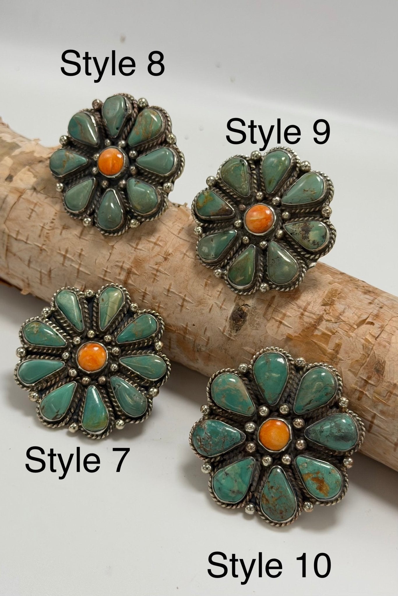 Squash Blossom Turquoise & Orange Flower Ring - ivyandlavyboutique ivyandlavyboutique