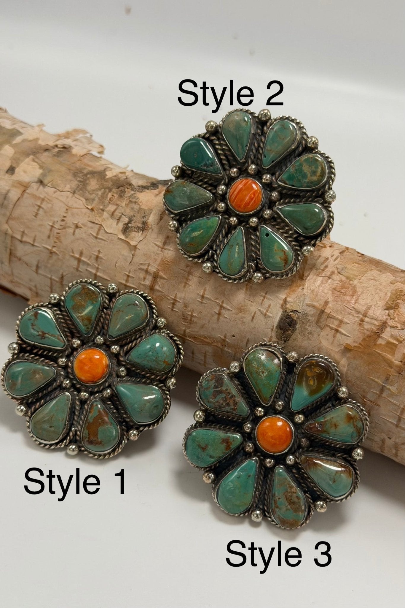 Squash Blossom Turquoise & Orange Flower Ring - ivyandlavyboutique ivyandlavyboutique