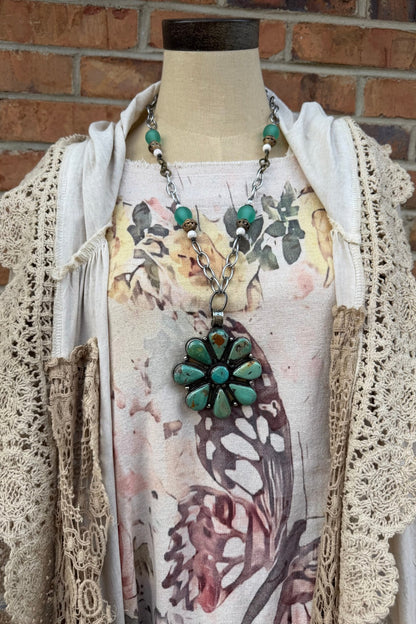 Squash Blossom Turquoise Statement Necklace - ivyandlavyboutique ivyandlavyboutique