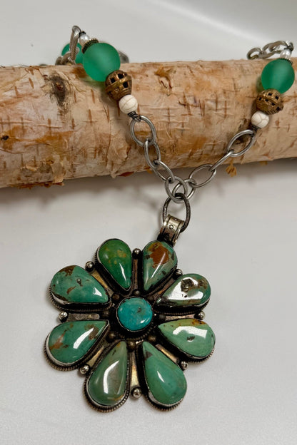 Squash Blossom Turquoise Statement Necklace - ivyandlavyboutique ivyandlavyboutique