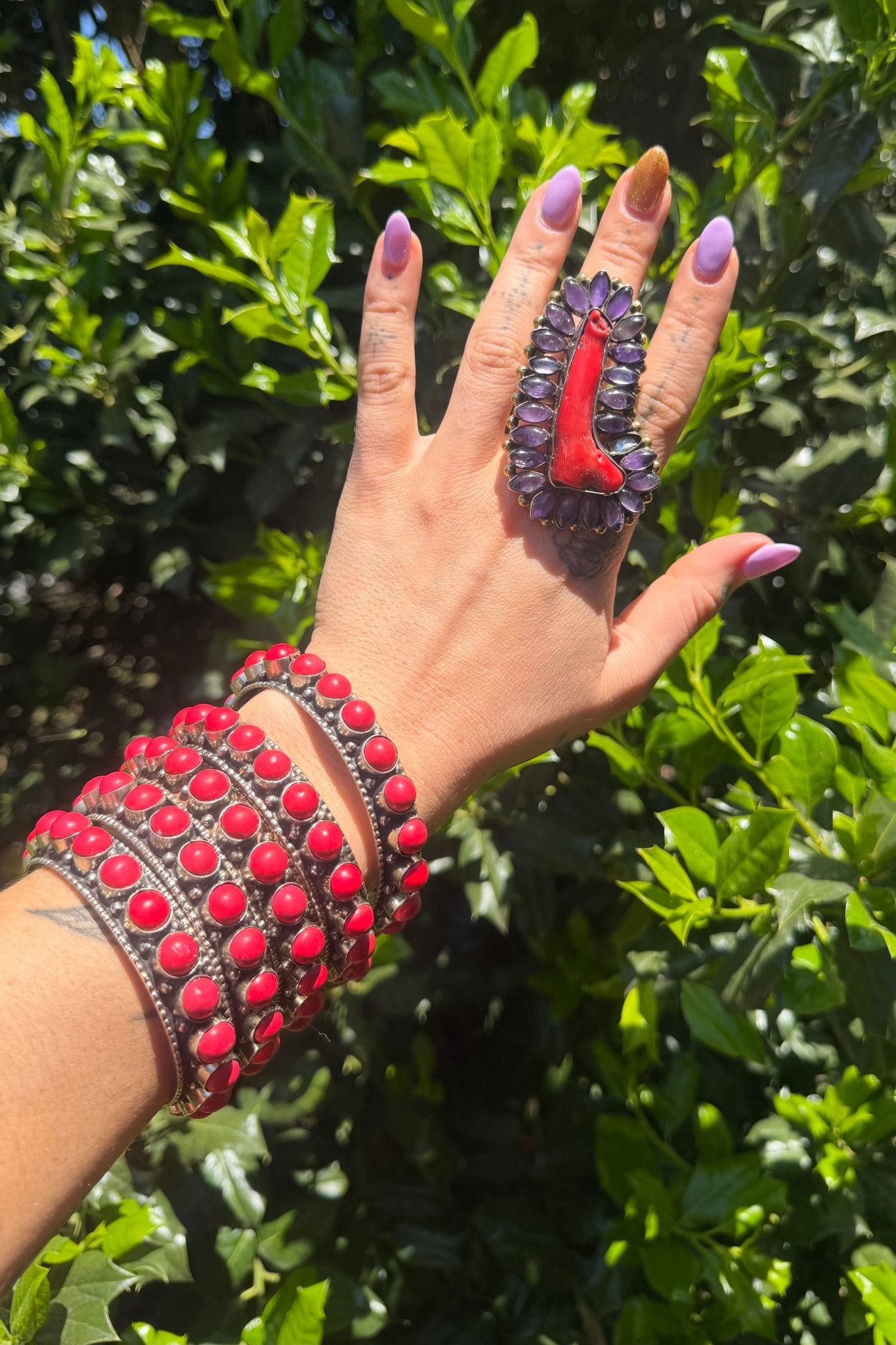 Stack them Up Bangles - Red Howlite Beads - ivyandlavyboutique ivyandlavyboutique