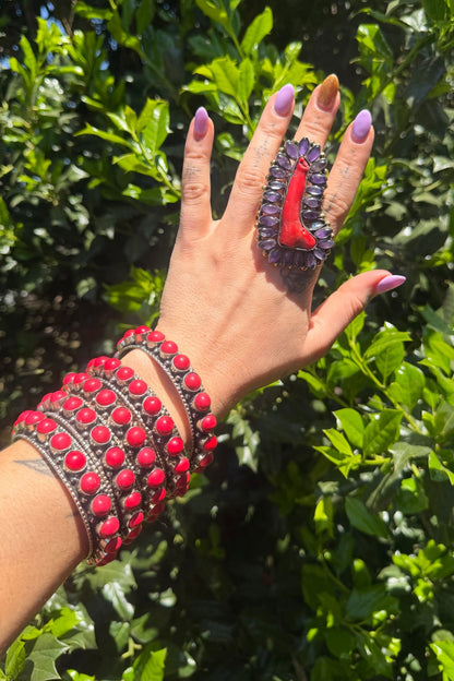 Stack them Up Bangles - Red Howlite Beads - ivyandlavyboutique ivyandlavyboutique