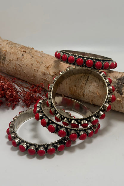 Stack them Up Bangles - Red Howlite Beads - ivyandlavyboutique ivyandlavyboutique