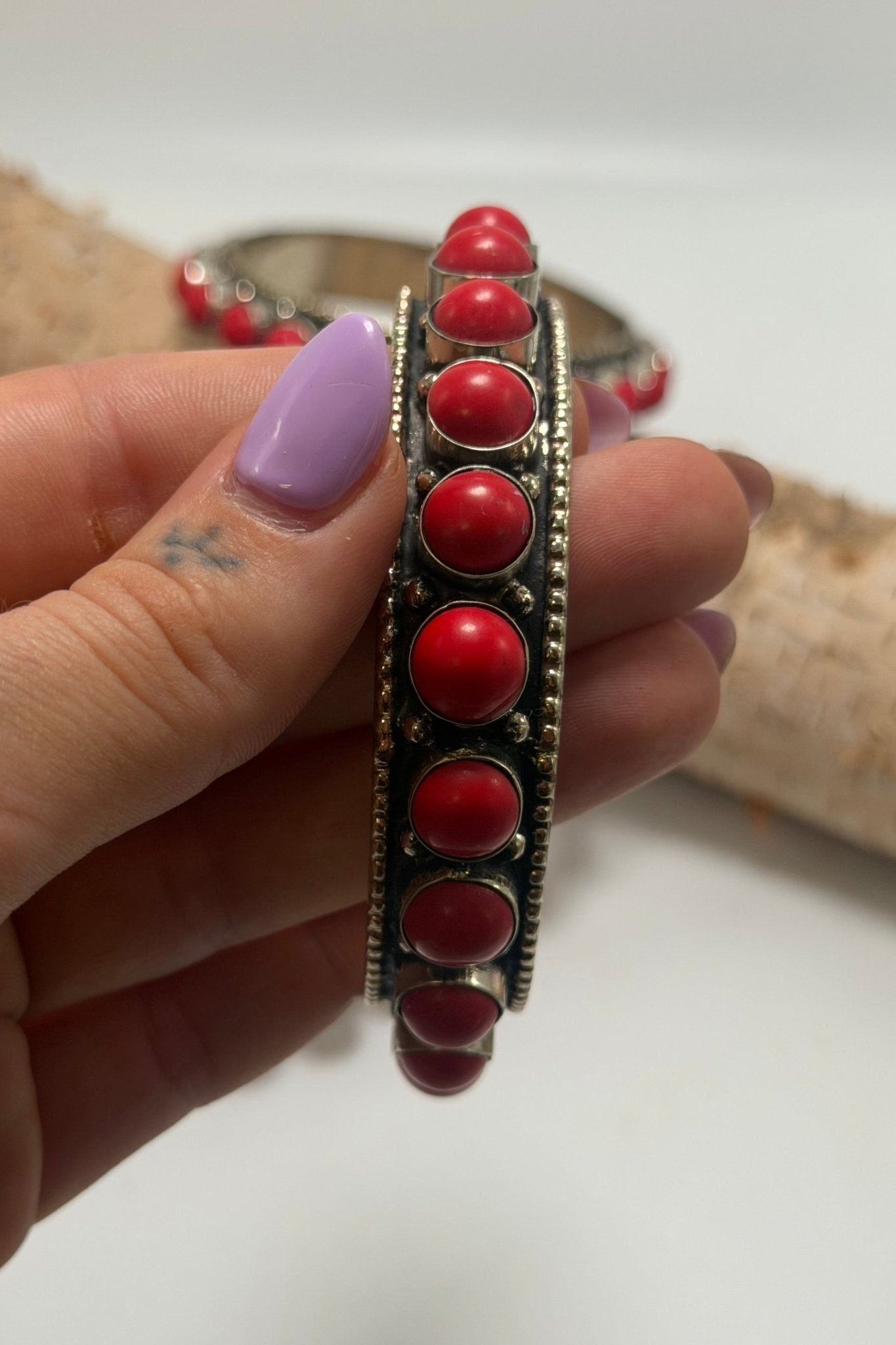 Stack them Up Bangles - Red Howlite Beads - ivyandlavyboutique ivyandlavyboutique