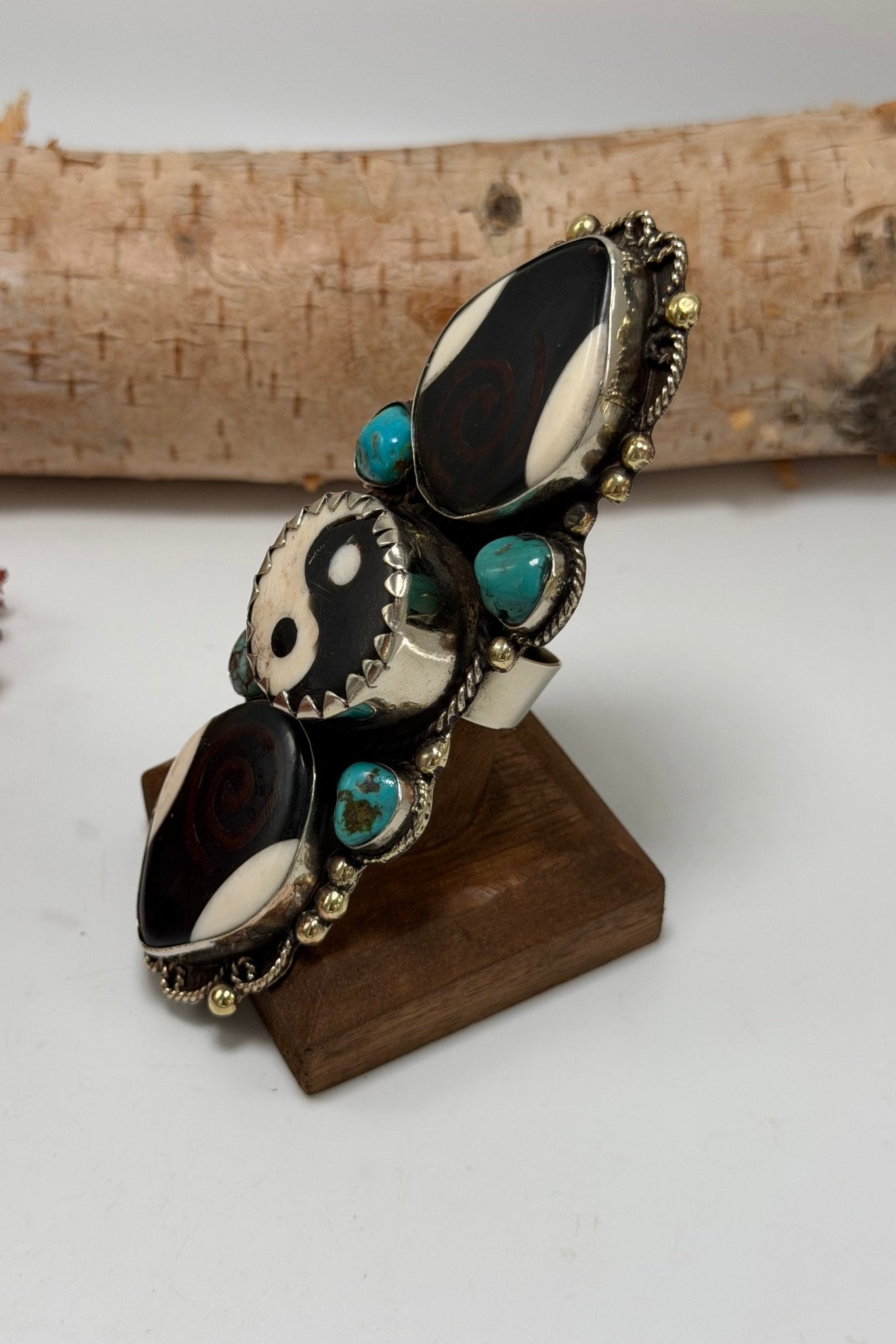 Stacked Yin Yang w/ Turquoise Statement Ring - ivyandlavyboutique ivyandlavyboutique
