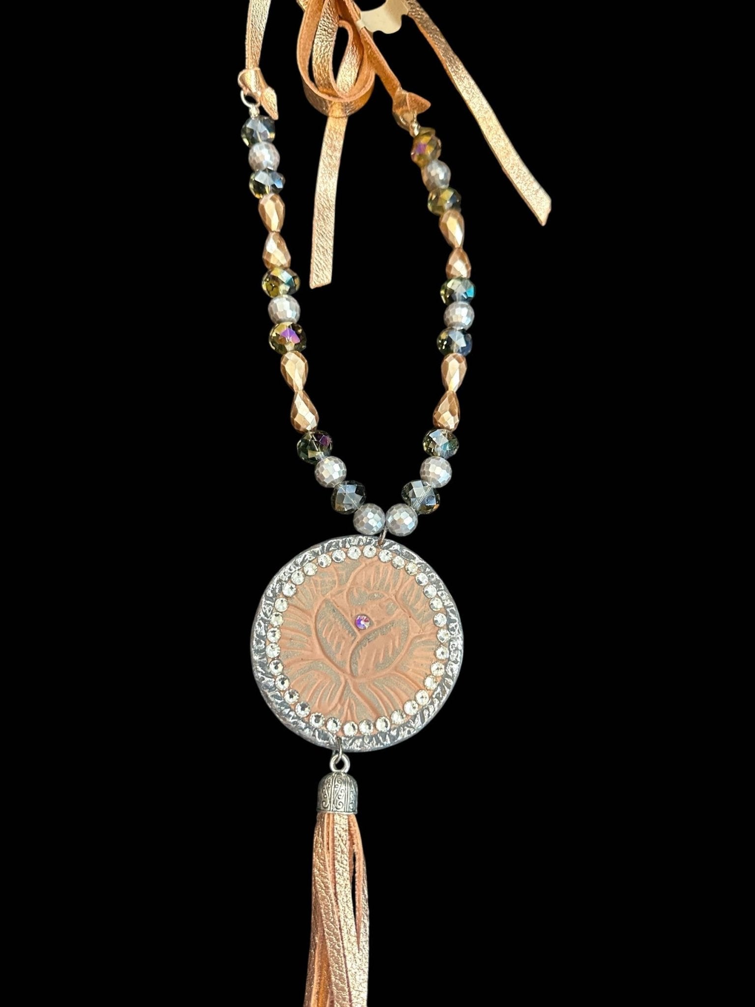 Stamped Soldered Leather copper Necklace - ivyandlavyboutique A Rare Bird Shop