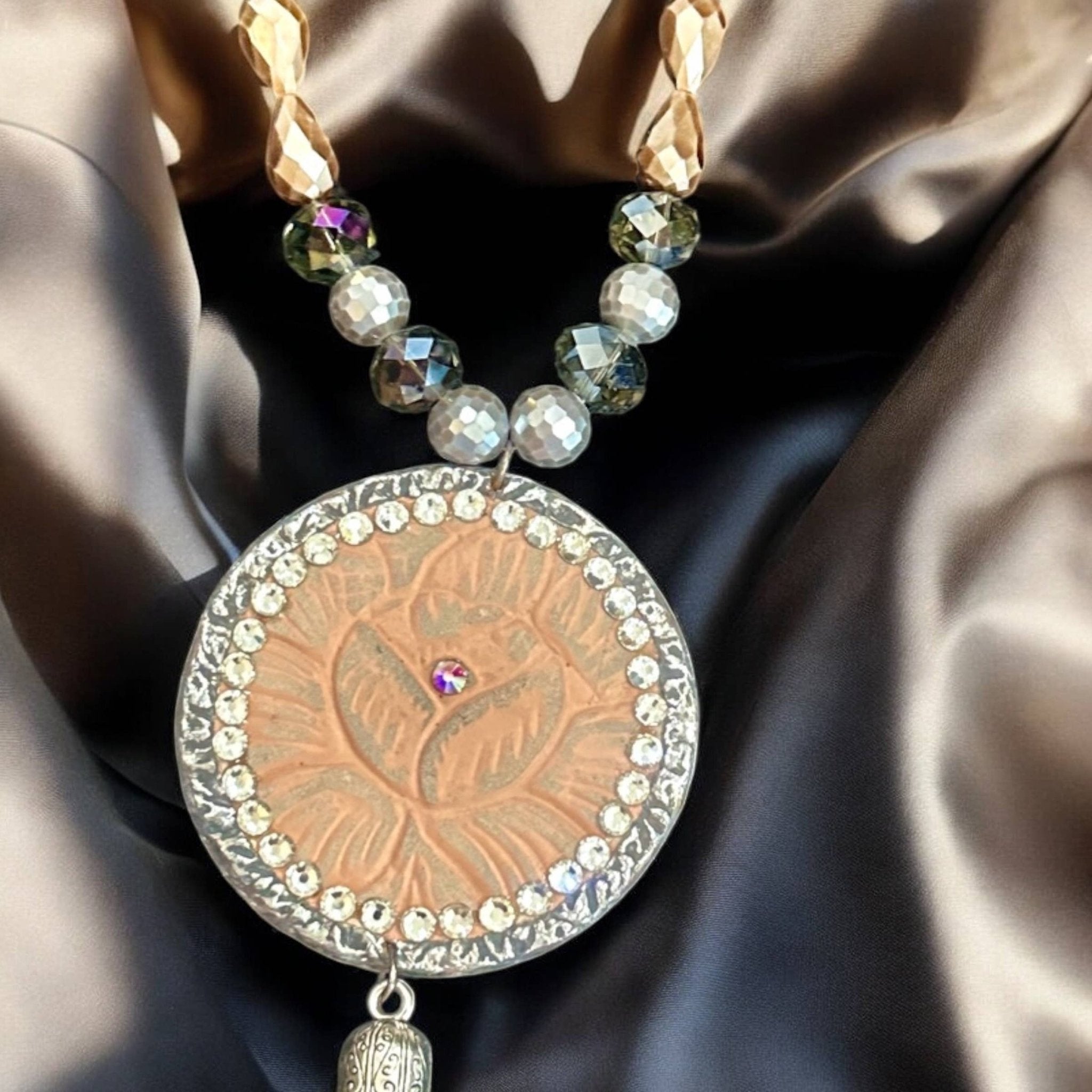 Stamped Soldered Leather copper Necklace - ivyandlavyboutique A Rare Bird Shop