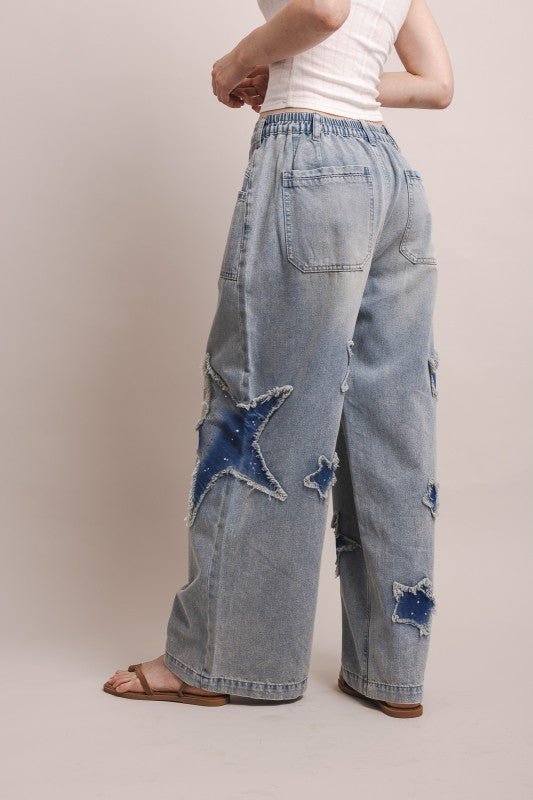 Star and Moon Wide Leg Pant - ivyandlavyboutique Blue Velvet