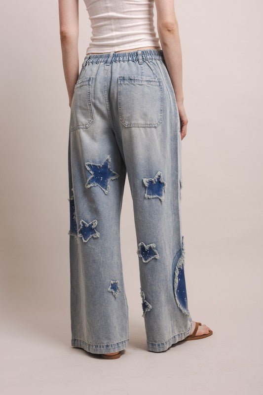 Star and Moon Wide Leg Pant - ivyandlavyboutique Blue Velvet