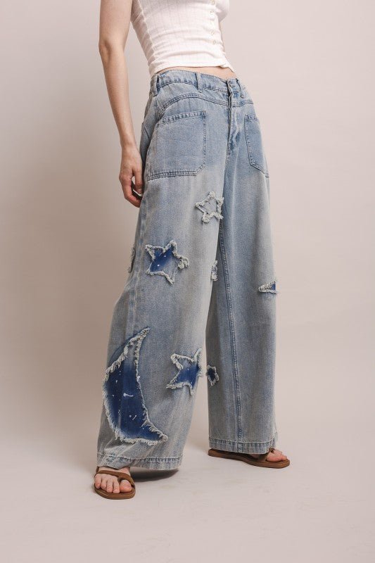 Star and Moon Wide Leg Pant - ivyandlavyboutique Blue Velvet