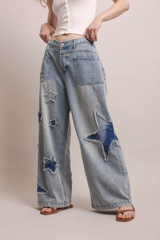 Star and Moon Wide Leg Pant - ivyandlavyboutique Blue Velvet