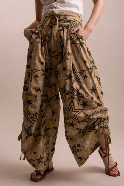 Star Dazer Tie Knot Parachute Pants - ivyandlavyboutique Blue Velvet