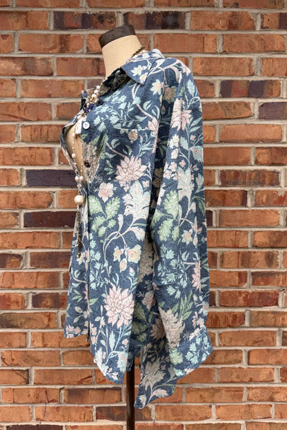 Star Gazing Top - Blue Floral - ivyandlavyboutique Jaded Gypsy