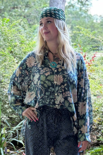 Star Gazing Top - Blue Floral - ivyandlavyboutique Jaded Gypsy