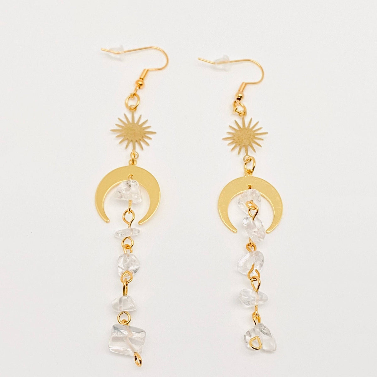 Star Moon Natural Stone Tassel Earrings - MS: White - ivyandlavyboutique Mio Queena