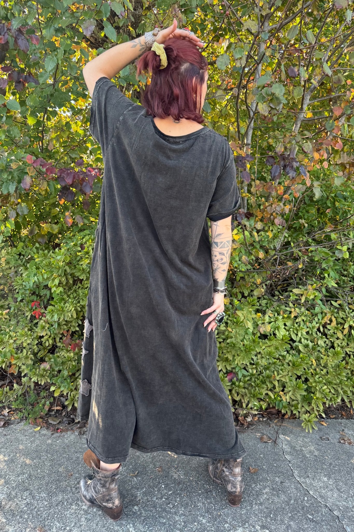 Star Patchwork Short Sleeve Dress - ivyandlavyboutique Blue Velvet