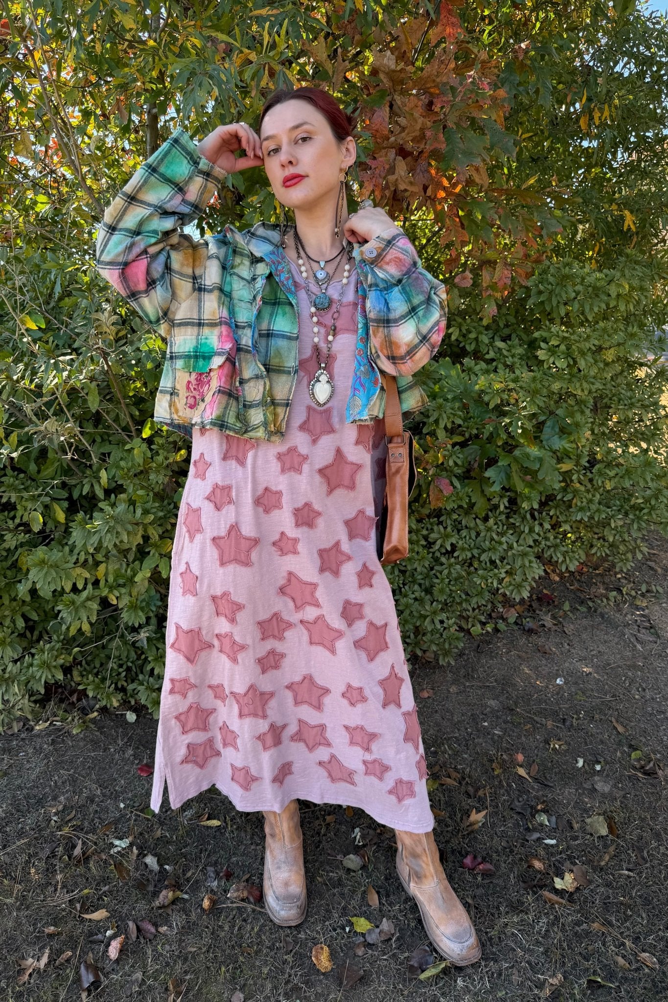 Star Patchwork Short Sleeve Dress - ivyandlavyboutique Blue Velvet