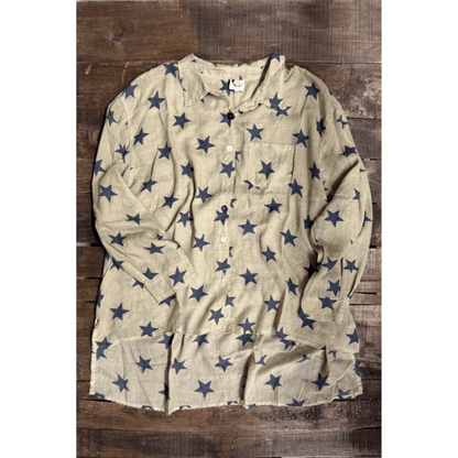 Starburst Button Down Top in Navy Star - ivyandlavyboutique Jaded Gypsy