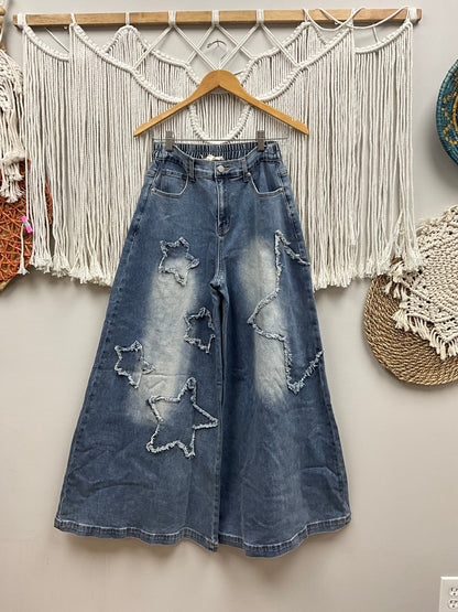 Starry Night Denim Flare Jean SALE - ivyandlavyboutique Blue Velvet