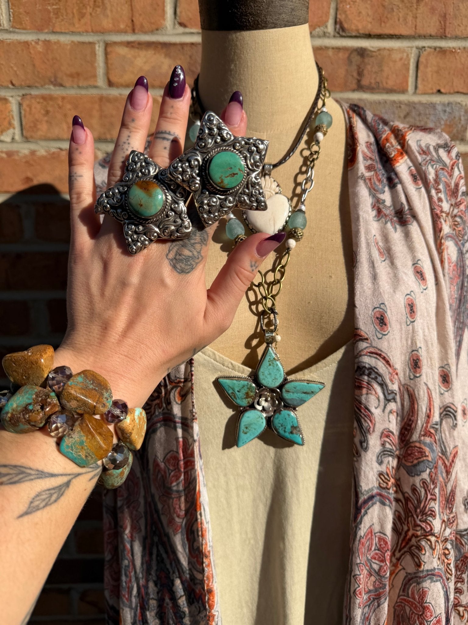 Stars Shape w/ Turquoise - ivyandlavyboutique ivyandlavyboutique