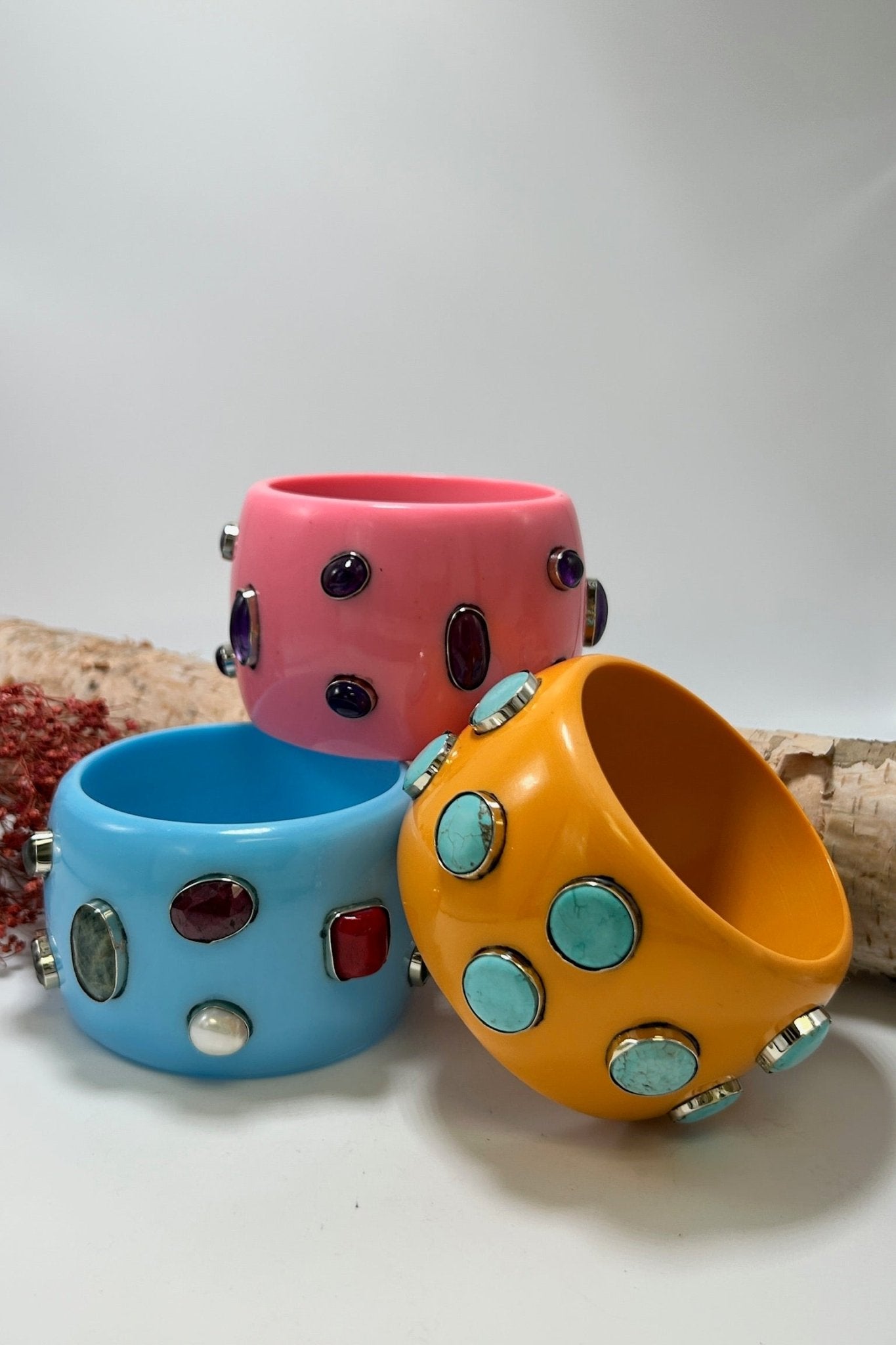 Statement Bangle in Blue w/ Multi Stone - ivyandlavyboutique ivyandlavyboutique