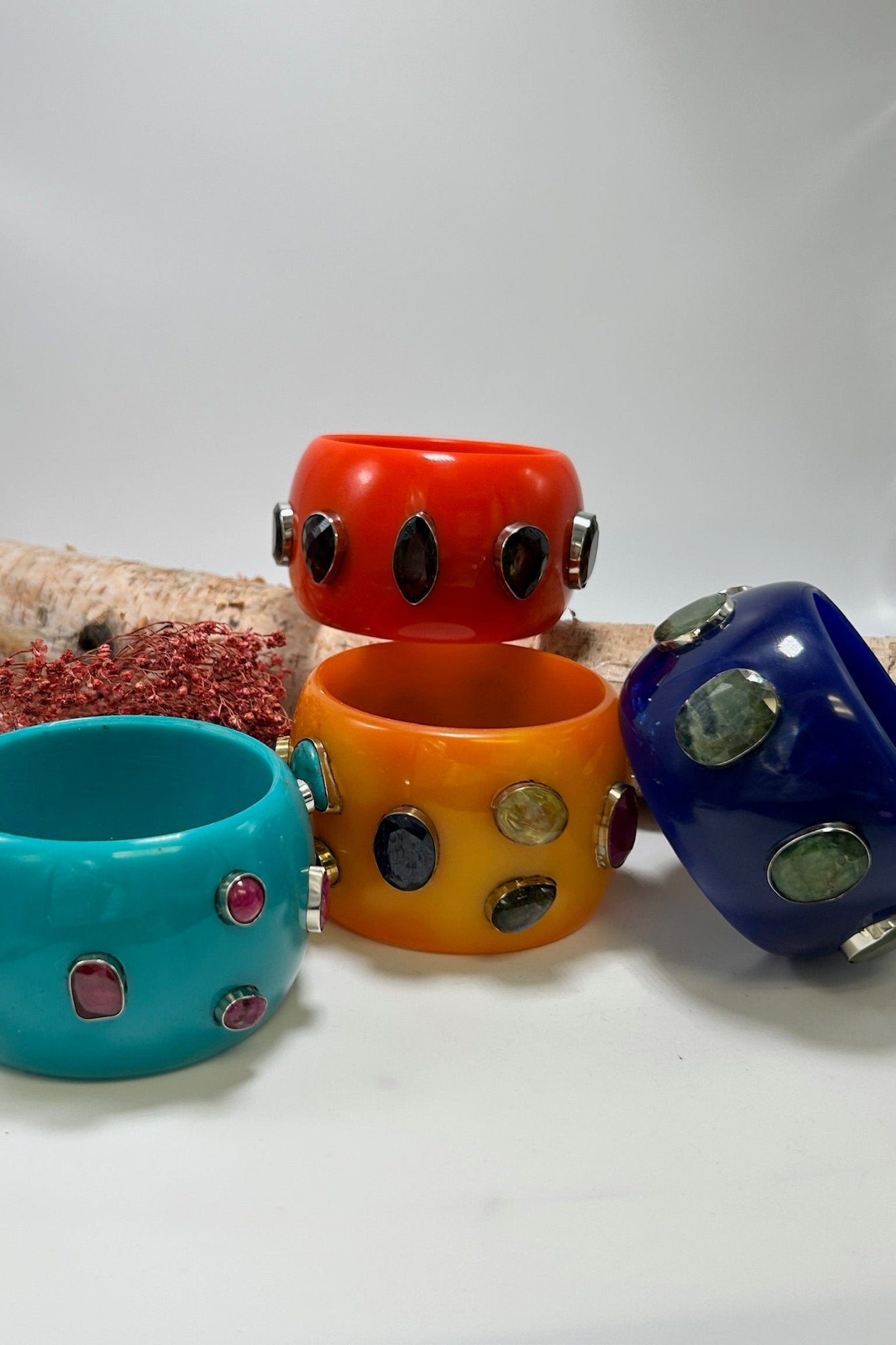 Statement Bangle in Orange w/ Multi Stone - ivyandlavyboutique ivyandlavyboutique