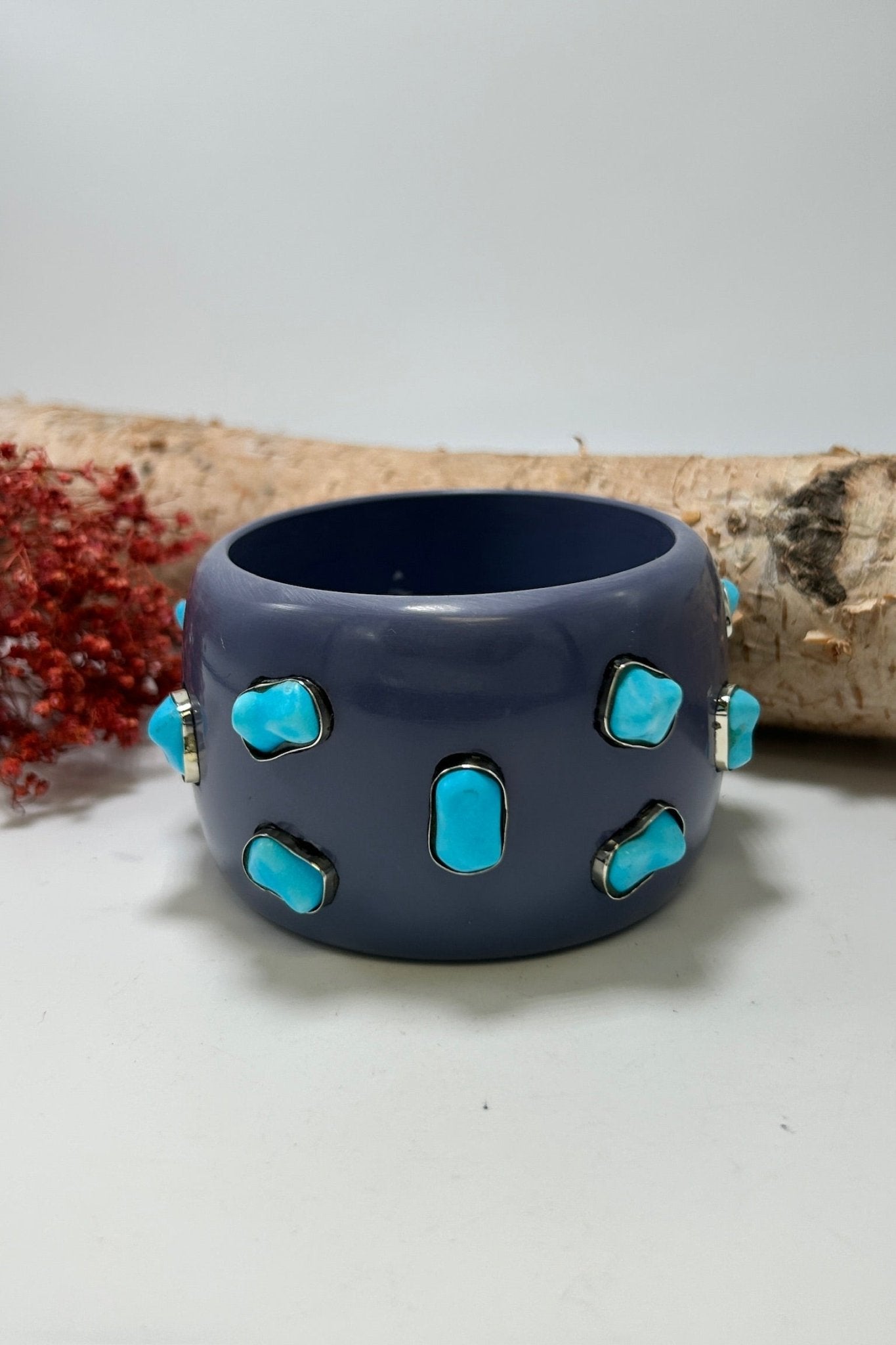 Statement Bangle in Purple w/ Blue Howlite - ivyandlavyboutique ivyandlavyboutique