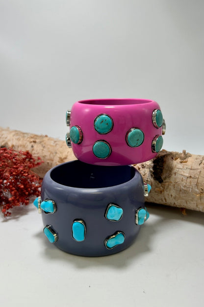Statement Bangle in Purple w/ Blue Howlite - ivyandlavyboutique ivyandlavyboutique