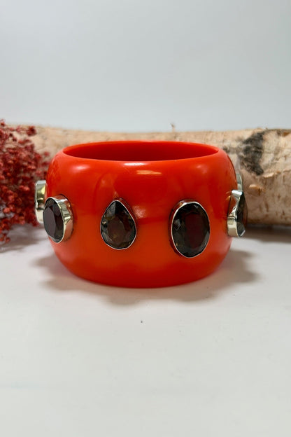 Statement Bangle in Red w/ Black Stone - ivyandlavyboutique ivyandlavyboutique